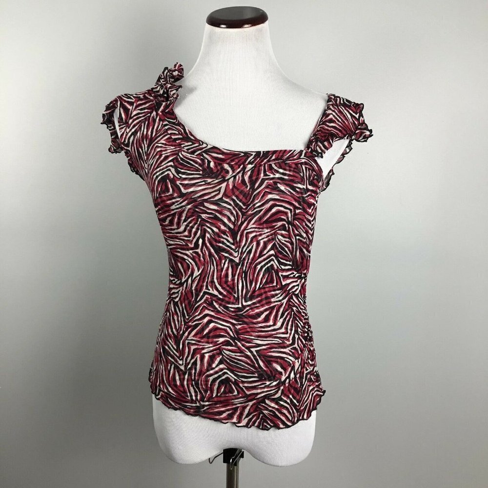 Diane Von Furstenberg Frilly‎ Silk Ruched Blouse M/L but Fits like a 4/6